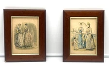 Set of Two Framed Victorian Style Fashion Engravings 🌟