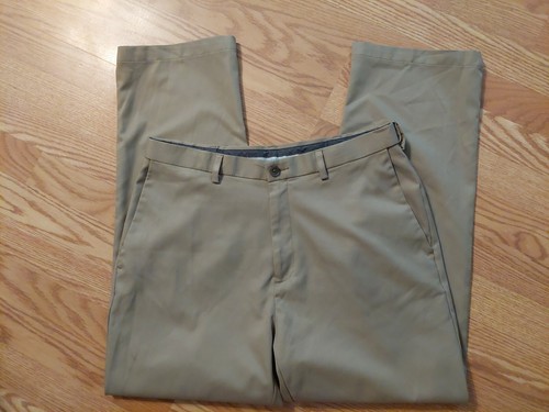 HAGGAR COOL 18 PRO CLASSIC FIT GOLF PANTS TAN POLYESTER MEN'S 33 X 30 Read!! - Picture 3 of 6