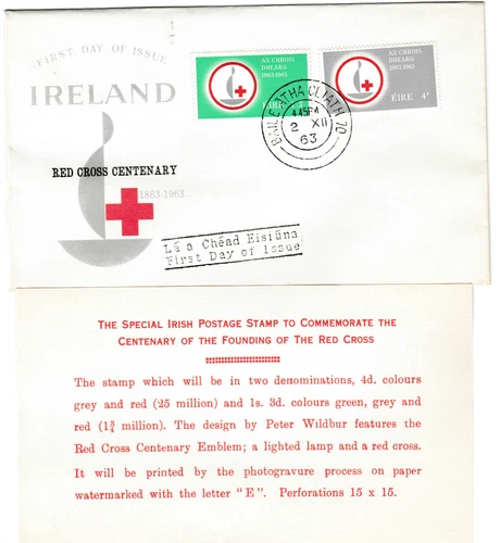 IRELAND, Scott #190-191 on Illustrated Unaddressed FDC, Issued 12/2/63
