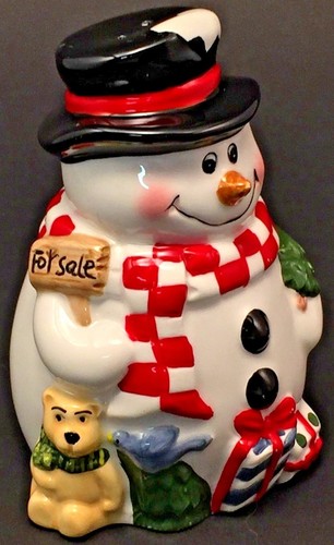Salero Muñeco de Nieve con Bufanda Oso de Peluche Cerámica Navidad Vacaciones Coleccionable  - Imagen 1 de 12