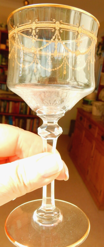 Scarce Antique St Louis ANVERS 3 x Port Glasses Refined Cut & Gilded 1930s - Picture 2 of 18