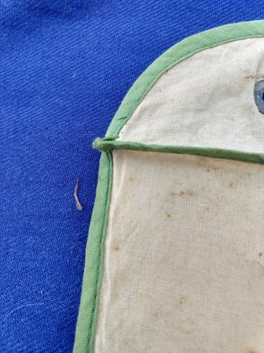VTG LAUNDRY & CLOTHES PIN BAG EMBROIDERED WOMAN HANGING LAUNDRY 21x14 PINK GREEN - Picture 4 of 6