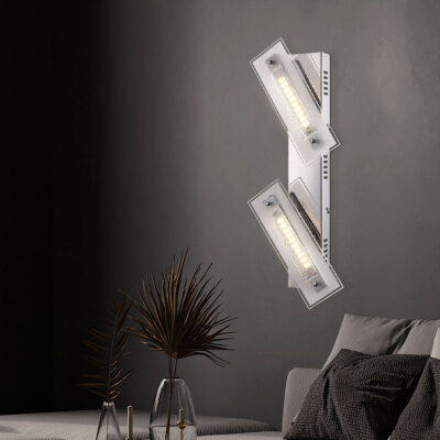 LED Design Wandleuchte, Chrom, Glas Opal, L 33 cm, OBITOR | ETC Shop
