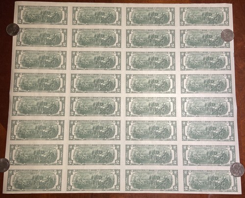 1995 $2 32 Note Uncut United States Sheet (F) Atlanta - Picture 10 of 16