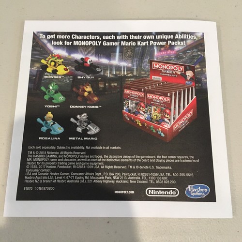Monopoly Gamer Instructions Manual For MarioKart Car Game - Picture 2 of 3