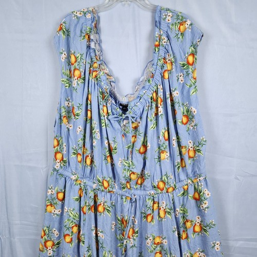 Torrid Maxi strukturiertes gewebtes Doppelschlitzkleid orange groves blau Übergröße 5X - Bild 3 von 13