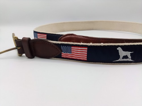 Over Under Hunting Dog USA Flag Print Belt Men Size 30 / 95 - Picture 6 of 7