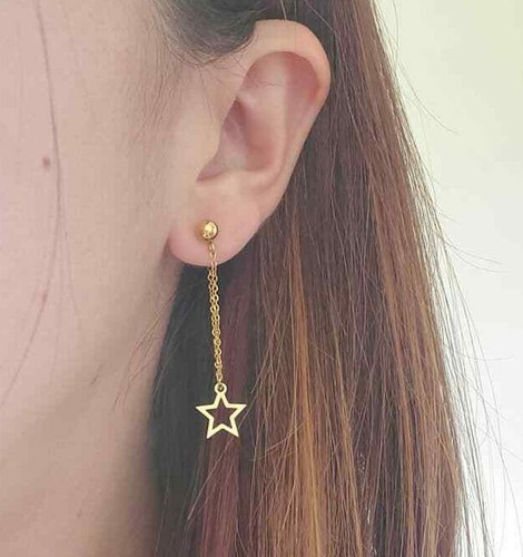 Boucles D'oreilles Pendantes étoiles En Acier Inoxydable Argenté - Neuf Avec étiquettes, Marque Budget Beauté