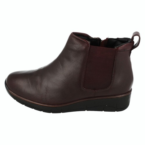 Ladies ROWAN Zip Up Wedged Leather Ankle Boots Wide Fitting By Padders - Picture 16 of 35