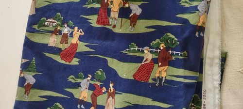 Kaufman Golf fabric British Golfing Sewing Fabric 1 yard blue cotton - Picture 4 of 8