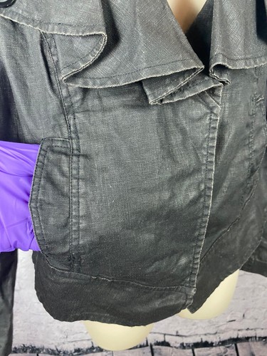 Chaqueta de lino CAbi mediana para mujer gris oscuro cierre a presión (C14) - Imagen 3 de 7