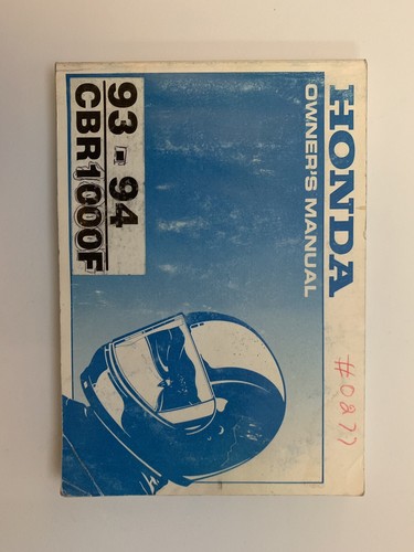 Honda OEM Owner’s Manual 93-94 CBR1000F, 1993-1994. 247.