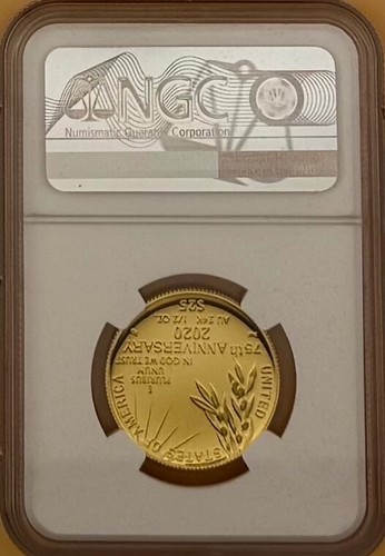 2020 End of World War II 75th Anniv. W $25 Gold Medal PF70 FDOI MULTICOLOR LABEL - Picture 6 of 7