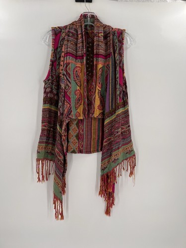 Sivana Anandi Vest Art to Wear Vest Open Front Cardigan Vest Draped Boho Fringe - Picture 5 of 8
