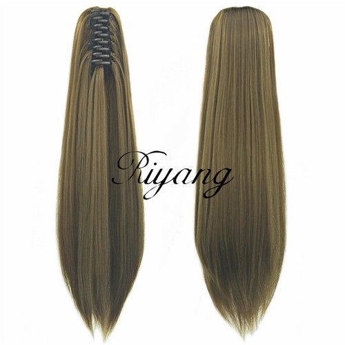 Damen Haar Pferdeschwänze 20 Zoll gerade/lockig Haarteil Clip On Extensions Synthetisch - Bild 24 von 102
