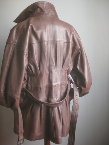 CHAQUETA DE CUERO VINTAGE 14 16 NEW WAVE motociclista FIT FLARE SKATER cinturón steampunk - Imagen 13 de 20