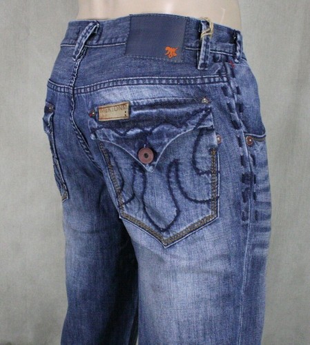 MEK Denim Jeans Para Hombre VOLOS Med Azul Relajado Corte Bota Bordado M1VOLOB4 - Imagen 7 de 7