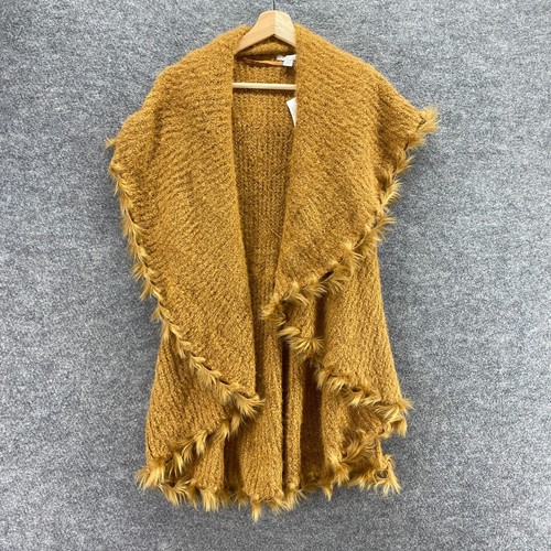 New Cato Cardigan Women 18/20W Plus Brown Knit Collared Open Front Sleeveless