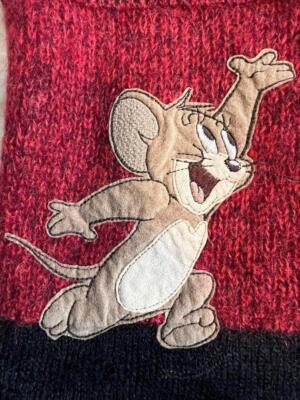 ICE BERG 希少　羊毛皮　アウタージャケット　tom & jelly 高級 ICEBERG Tom & Jerry Knit Black Women's Size M From Japan