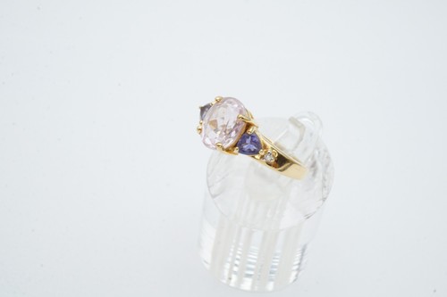 14k Yellow Gold Pink Kunzite Tanzanite Diamond Ring Size 7 - Picture 10 of 13