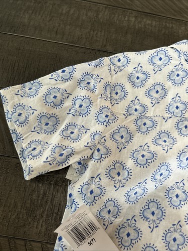 Jessica Simpson Girls S(7) Blue White Clover Short Sleeve Button Up W/ Short Set - Picture 18 of 18