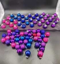 Mercury Glass Feather Tree Christmas Ornaments 1.25"  Plastic Cap China 80+ Pcs