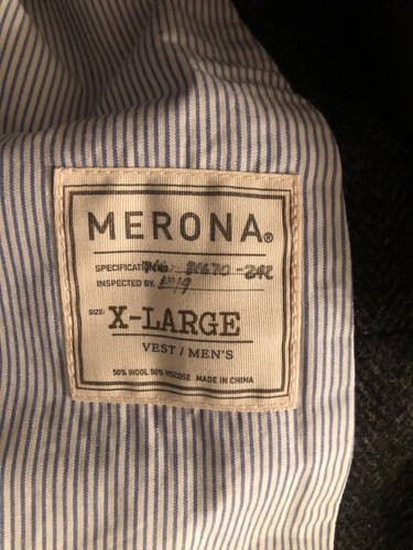 merona men's charcoal 50%wool 50%viscose vest size: XL - Picture 4 of 5