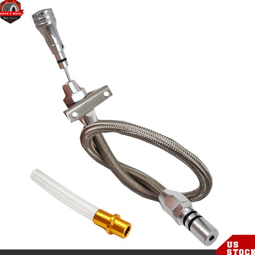 Transmission Dipstick Stainless Braided Hose for Chevy GM TH350 Tranny SBC BBC - Afbeelding 3 van 14