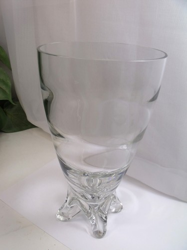 Swedish Modern Art Glass Vase Colorless Clear Crystal Glass 4 footed - Picture 6 of 10