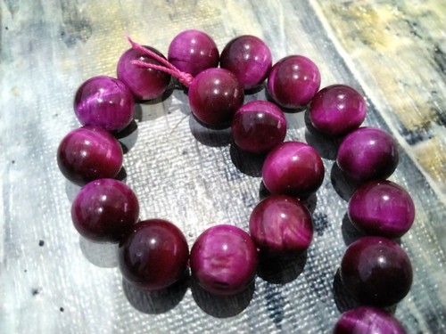 Natural Tiger Eye, 10mm, Magenta, Approx 19pce, Free post. Oz Seller - Foto 1 di 4