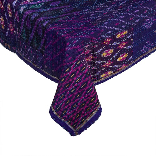 Bohemian Patchwork Quilt Kantha Handmade Vintage Boho Queen Size Bed Quilts - Picture 7 of 8