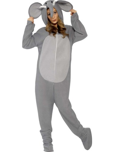 Adult Elephant Costume Grey Animal Fancy Dress Outfit - Picture 2 of 4