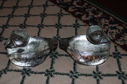 Vintage Blenko Handarbeit Glas Ente Buchstützen dick schwer Glas Ente Paar - Bild 9 von 11