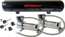 airmaxxx Dual 400 Chrome Compressors w/5 Gallon Steel Tank 200 PSI Kit
