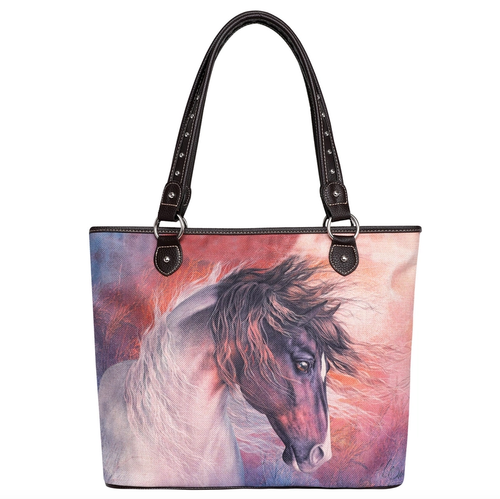 Montana West Horse Canvas Shoulder Purse - Tote Bag - Horse Lover Gifts - 第 1/8 張圖片