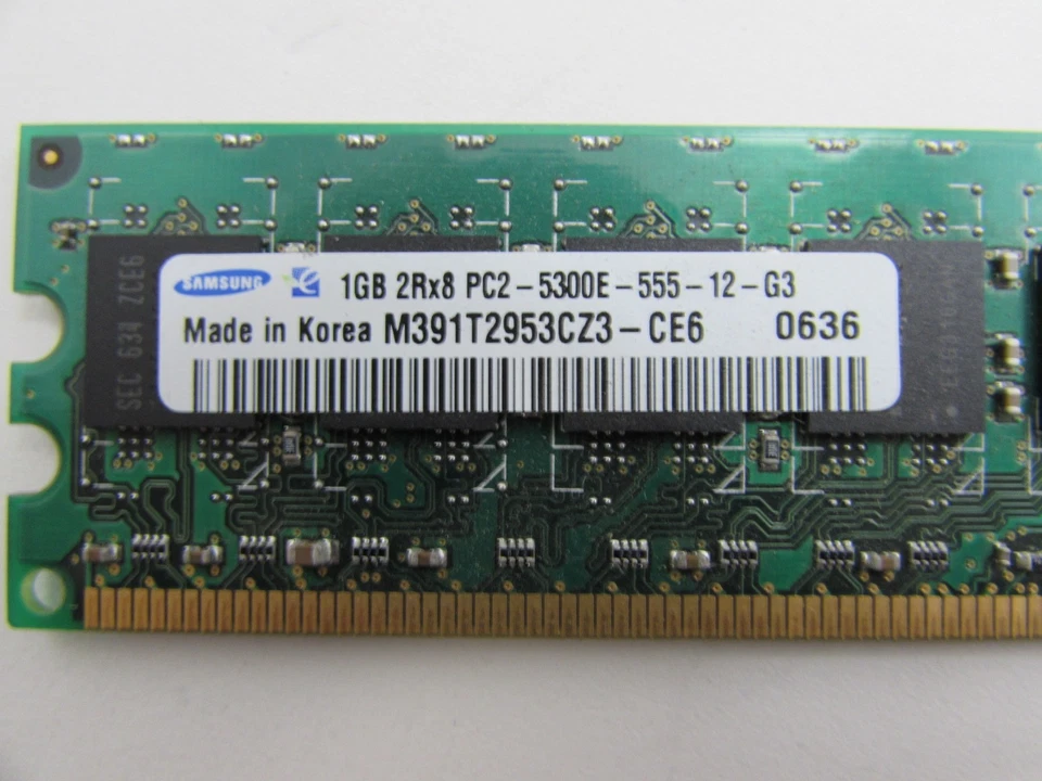 HP 417439-051 1GB PC2-5300E DDR2 667 ECC Unbuffered Memory Samsung M391T2953CZ3 - Image 3 of 4