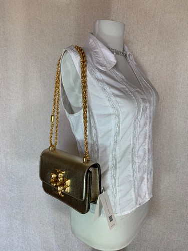 NUEVO Bolso Bandolera/Hombro Convertible Pequeño Tory Burch Eleanor Cuero Dorado - Imagen 2 de 12