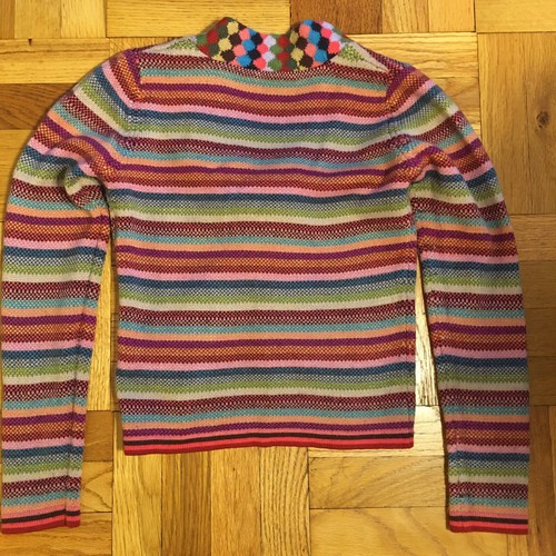 CACHAREL SIZE SMALL 50 % WOOL/50% ACRYLIC TIE-NECK MULTI COLOR L/S SWEATER - Picture 5 of 11