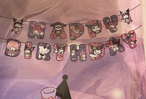 Kuromi Theme Birthday Party Supplies Mylar Balloon Banner Cake & Cupcake Toppers - Picture 7 of 14