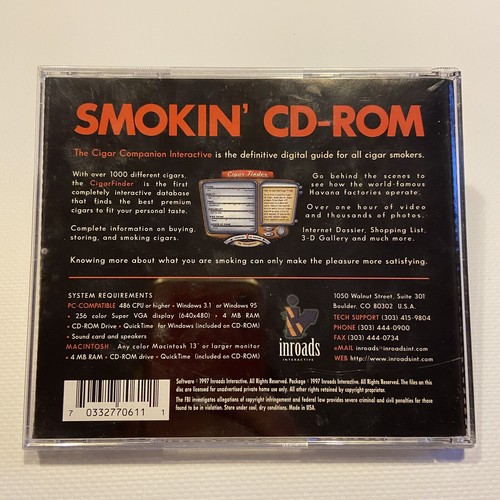 Cigar Companion Interactive 2.0 (PC and Mac, CD-ROM) Inroads Interactive - 1997 - Afbeelding 7 van 7
