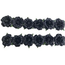 Black Paper Roses 1 1/2", Floral Embellishments, Paper Flowers for Scrapbooking