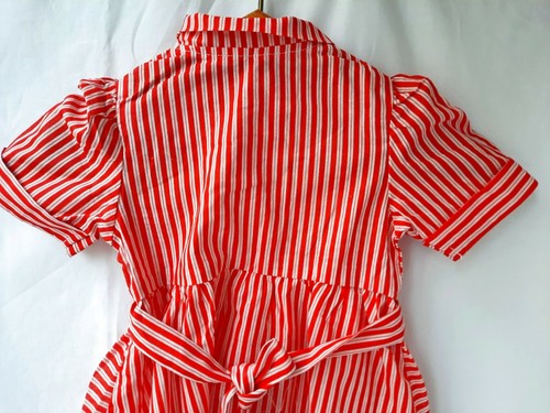 Abito bambina NOS vintage bianco righe rosse 2 anni retrò estate moda anni 90  - Foto 6 di 7