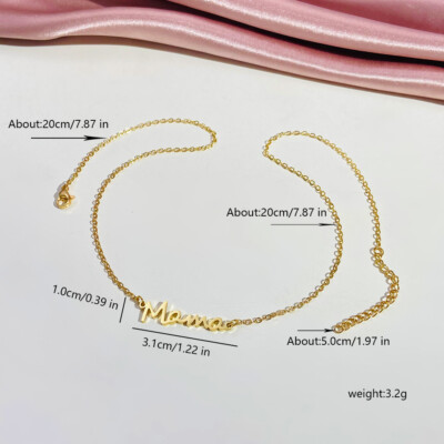 1pc 304 Stainless Steel Mother's Day Mama Pendant Necklace Gift