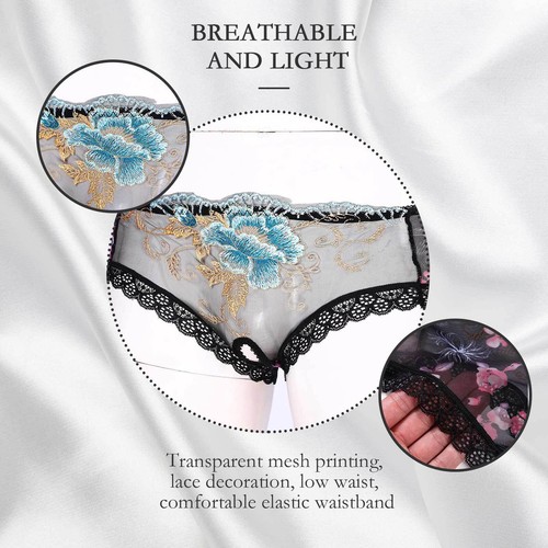 Herren Sexy Spitze Unterwäsche Blumenstickerei Schritt offen Sissy Slip Unterhose - Bild 36 von 83