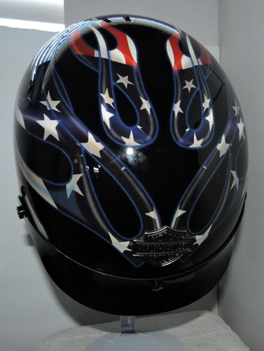 Harley Davidson motorcycle helmet with flag/flame design with visor XS size - Picture 2 of 16