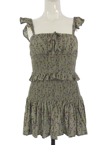 Skylar Madison Dress Floral Mini Shirred Bodice Cute Beach Holiday Ruffle M - Picture 1 of 10