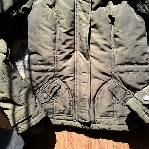 EUC Abercrombie Kids Brown Hooded Puffer Coat With Faux Fur Trim Size Large - Picture 3 of 8