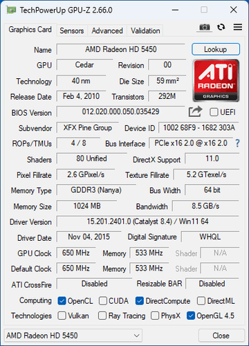 AMD Radeon HD 5450 1GB PCIe Graphics Card – VGA / HDMI / DVI - Picture 5 of 6