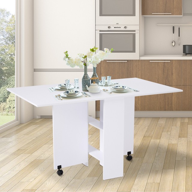 Homcom 02 0621 Folding Desk Dining Table White For Sale Online Ebay