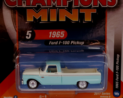 Racing Champions 65 1965 Ford F-100 Pickup Truck come nuovo da collezione 2017 Turquoi B